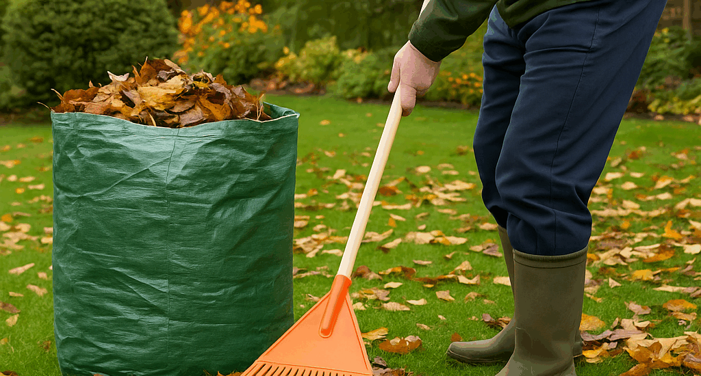 Nottingham gardening leaves raking image